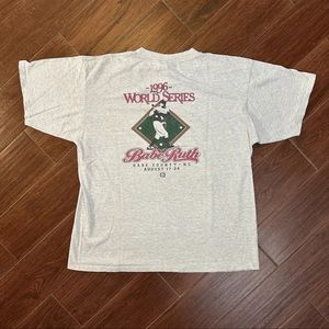 Vintage 90s Babe Ruth World Series Baseball Graphic TShirt Single Stitch Size XL